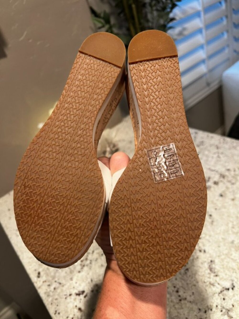 NEW!! White & Silver Michael Kors Cork Wedge Sandals 8M ~ discounted shipping! - Picture 5 of 5